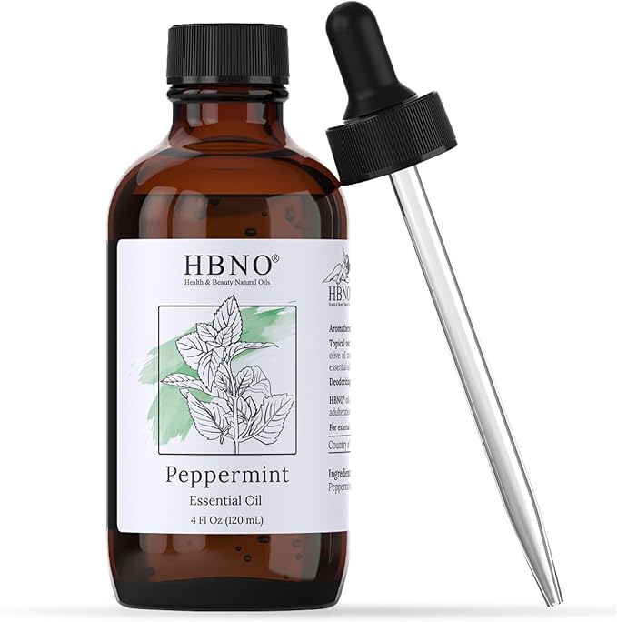HBNO California Bottled Peppermint Essential Oil 4 fl oz (120ml) - Premium Grade Natural Peppermint Oil for Hair, Skin & Scalp Care - Ideal for Masage, Diffusers & Aromatherapy - with Glass Dropper-VivaGrace Women