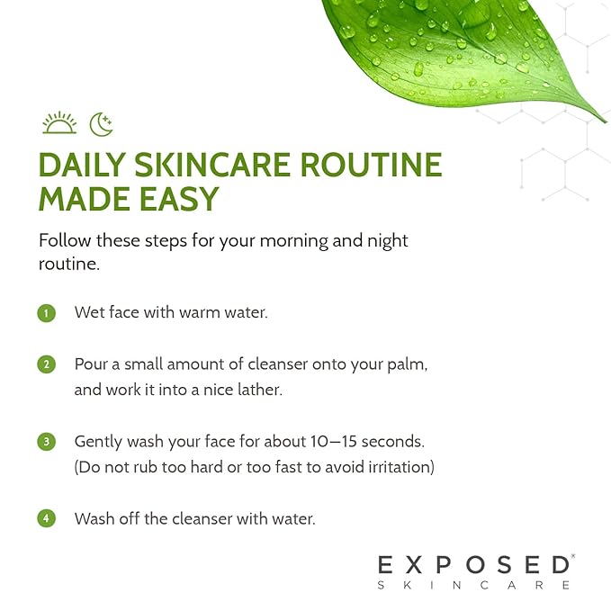 Exposed Skin Care Acne Facial Cleanser - Gentle Face Wash with Salicylic Acid for Acne Prone Skin - Pore Clarifying Acne Treatment for All Ages, Skin Types-VivaGrace Women