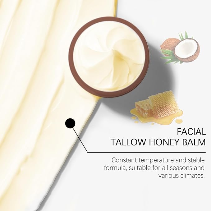 Whipped Beef Tallow and Honey Balm,Beef Tallow for Skin,Tallow Face Moisturizer,Tallow and Honey Balm,Grass Fed Grass Finished Face Cream (120G/1pcs)-VivaGrace Women