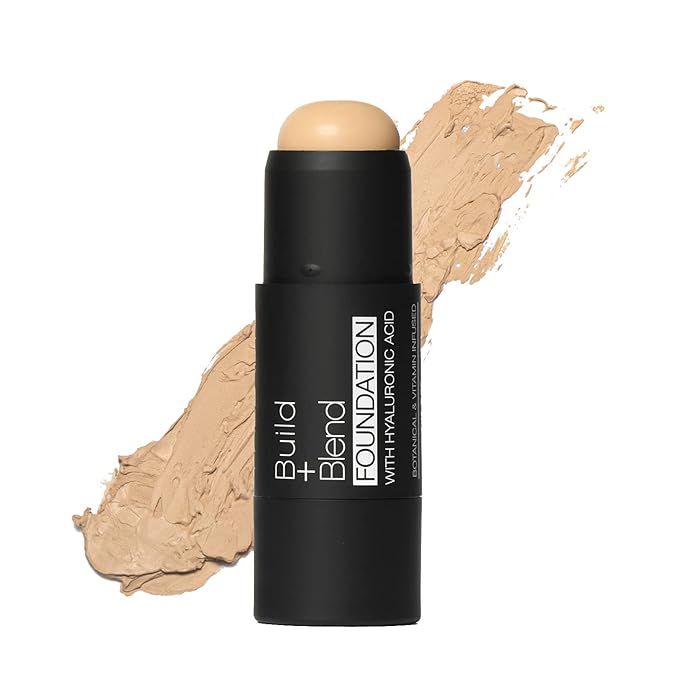 Palladio BUILD & BLEND Foundation Stick, Medium Coverage Buildable Contour Stick for Face, Ultra Blendable Creamy Formula for a Natural Shine Free Finish, Professional Makeup for Perfect Look, 0.25 Ounce (Natural Beige)-VivaGrace Women
