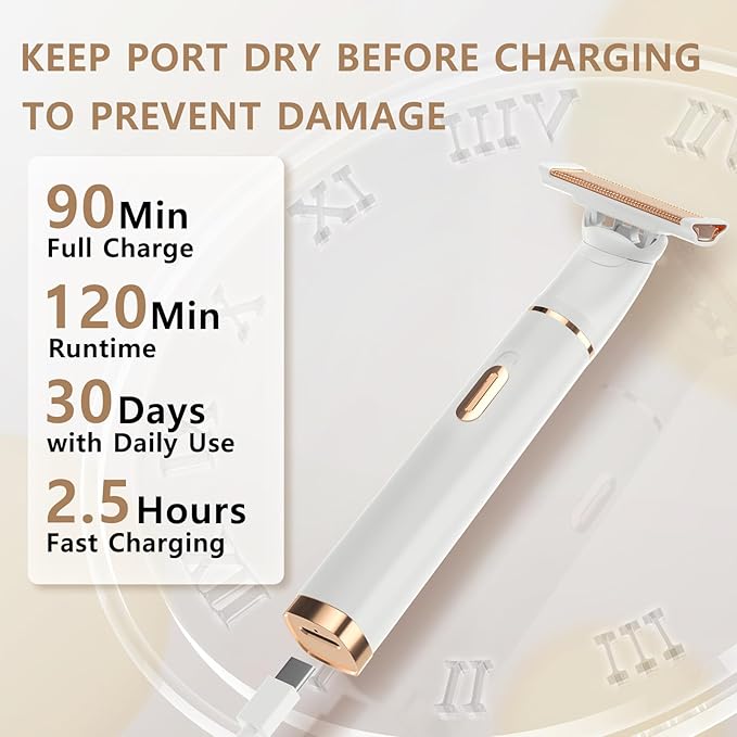 Women's 5-in-1 Electric Bikini Trimmer, USB-C Rechargeable Shaver & Trimmer for Body, Face & Nose – Painless Wet & Dry Shave (Keep Device Dry; Remove Blades for Cleaning)-VivaGrace Women