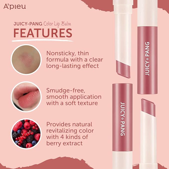 A'PIEU JUICY-PANG COLOR LIP BALM (CR02-JUJUBE) - long-lasting, lightweight, Color&Care, daily lip balm-VivaGrace Women