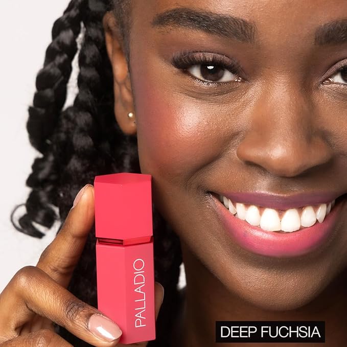 Palladio Liquid Blush for Cheeks & Lips 2-in-1 Makeup Face Blush, Weightless Cream Formula, Smudge Proof Long-Wearing Pigmented Blush, Natural Look Makeup Face Blushes, Dewy Finish, Deep Fuchsia-VivaGrace Women