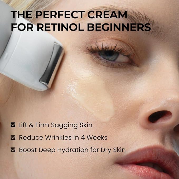 [SKIN&LAB] Retinol Lifting Roller Cream with Massage applicator, Vegan Anti Aging Face and Neck Cream for Reduce Wrinkles and Fine Line, For Face, Neck, Décolleté Wrinkle Care, 1.69 fl. oz.-VivaGrace Women