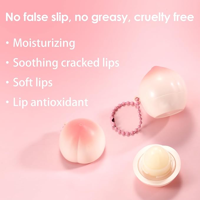 KISSIO Lip Balm,Peach Lip Balm,Lip Care with Sunflower,Olive and Coconut oils,Moisturize and Soothe Dry Chapped Lips,Make Lips Soft,Cruelty Free,0.12 oz(01#Peach)-VivaGrace Women