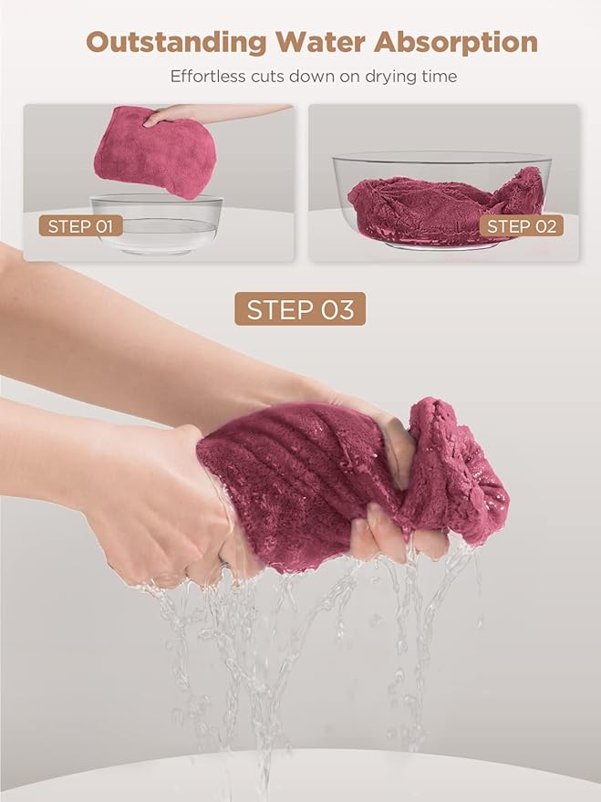 Hicober Microfiber Hair Towel, Hair Towel Wrap Turbans for Women,Hair Drying Towel Wrap Hair Accessories for Women Girls-Plum,Navy,Aqua Green,3Packs-VivaGrace Women