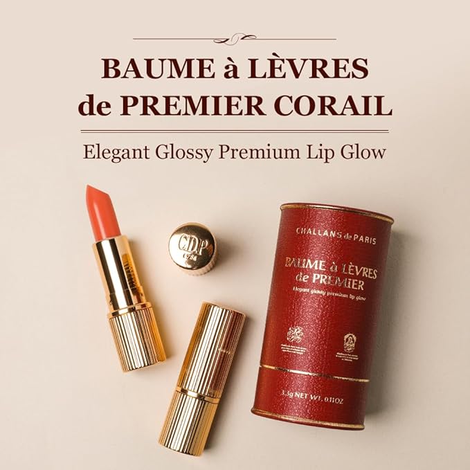 [CHALLANS de PARIS] Elegant Glosy Premium Lip Balm(Coral), Instinct Plumping Lip, Moisturizing Lip Care, Glossy and Smoother Lips, Lip Gloss(Coral)-VivaGrace Women