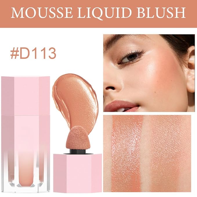 evpct 2Pcs Soft Cream Velvet Liquid Blush Makeup for Cheeks Lips, Moisturizing Lightweight Blendable Feel Waterproof Long-Wearing Smudge Proof Natural Matte Finish Looking Dewy Cheek Tint D111 & D113-VivaGrace Women