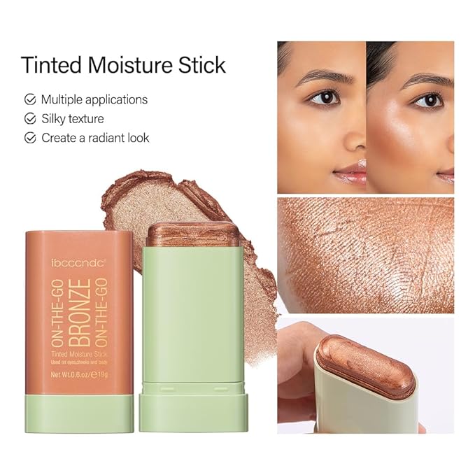 Multi-Use Makeup Bronzer Stick for Effortless Glow - Hydrating Solid Moisturizer with Natural Bronze Tint for Eyes, Lips & Cheeks (#3 Rich Glow)-VivaGrace Women