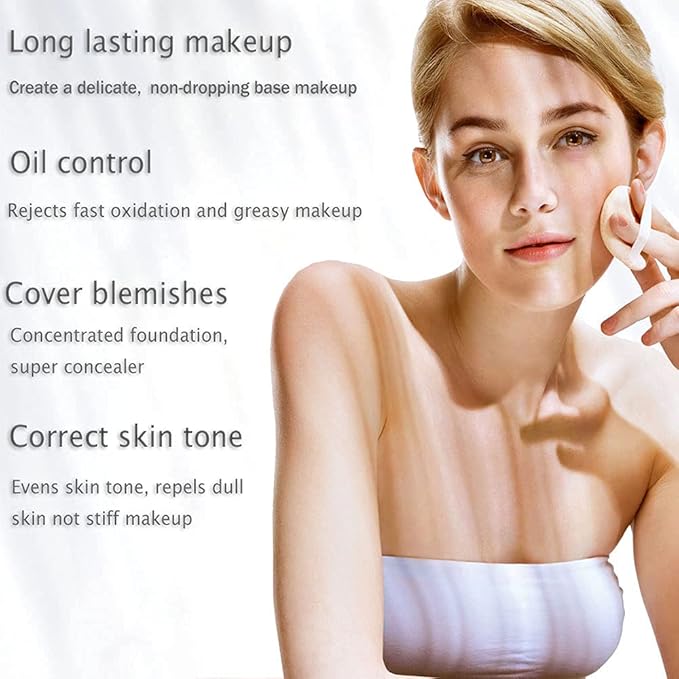 Foundation Makeup Concealer, Medium-to-Full Coverage Foundation Cream, Long Lasting Waterproof Up to 12HR Hybrid Setting Powder-VivaGrace Women