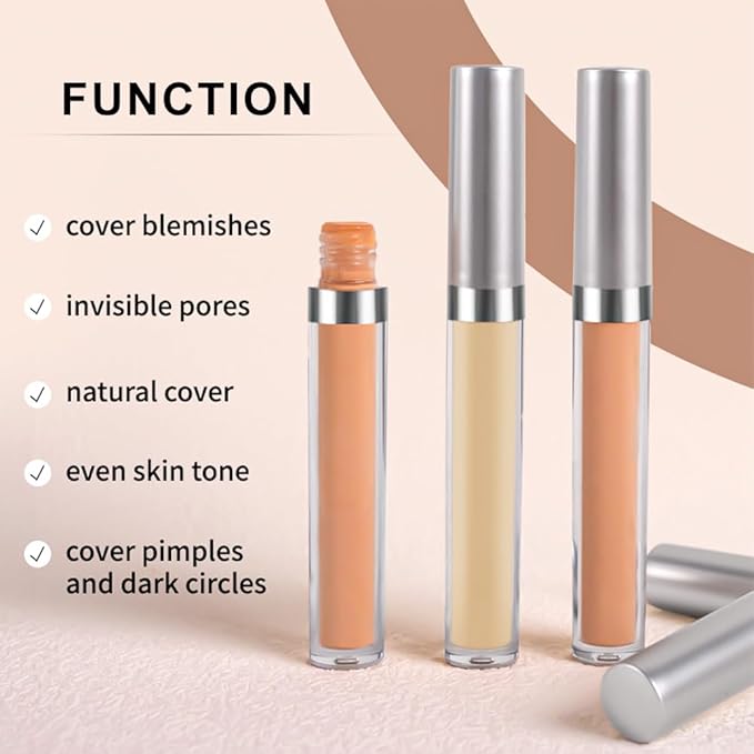 Kaely 2Pcs Hydrating Concealer Wand,Full Coverage Liquid under Eye Concealer,Long Lasting Waterproof Primer Makeup for Dark Circles and Puffiness Trouble Spots Redness,Eye Ring corrector de ojeras 06-VivaGrace Women