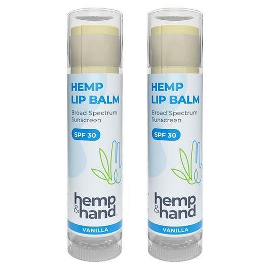 Organic Vanilla Hemp Lip Balm with Beeswax, Coconut Oil and Vitamin E - SPF 30 (2-Pack) - by Hemp and Hand-VivaGrace Women