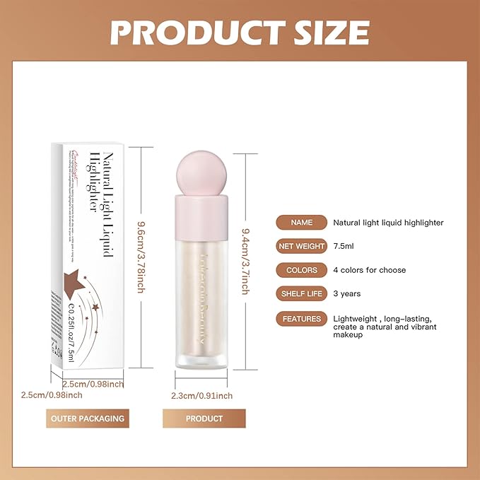 Erinde Liquid Highlighter Makeup, Face Highlighter Bronzer Makeup Stick, Natural Glossy Finish, Lightweight Blendable Silky Smooth Cream Face Illuminator Makeup, Cruelty-free, 01# MOONLIGHT-VivaGrace Women