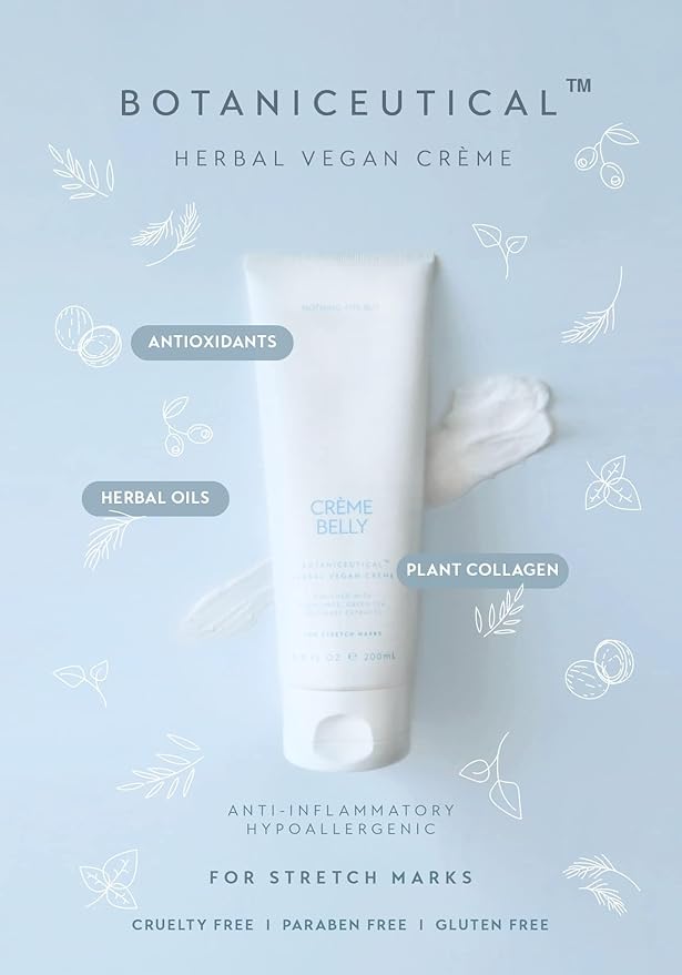 NOTHING FITS BUT Crème Belly Botaniceutical Maternity Herbal Vegan Cream for Stretch Marks Cream for Pregnancy with Rosemary, Green Tea and Chamomile Extracts (6.8 fl oz / 200ml)-VivaGrace Women