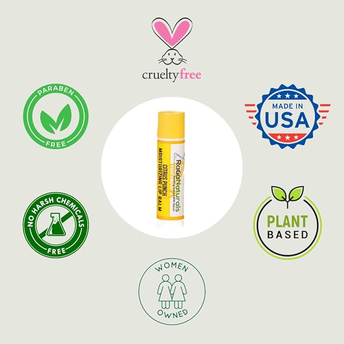 All Natural Lemon Moisturizing Lip Balm Gift Ornament for Holiday Stocking Stuffers, All Day Hydration, Original beeswax, Shea butter, Jojoba oil, Vitamin E and Love - Pack of 4 Tubes-VivaGrace Women