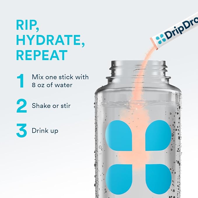 DripDrop Sugar Free Hydration Packets - Zero Peach - Single Serve Electrolytes Powder Drink Mix - Non-GMO, Gluten Free, Vegan - 32 Sticks-VivaGrace Women