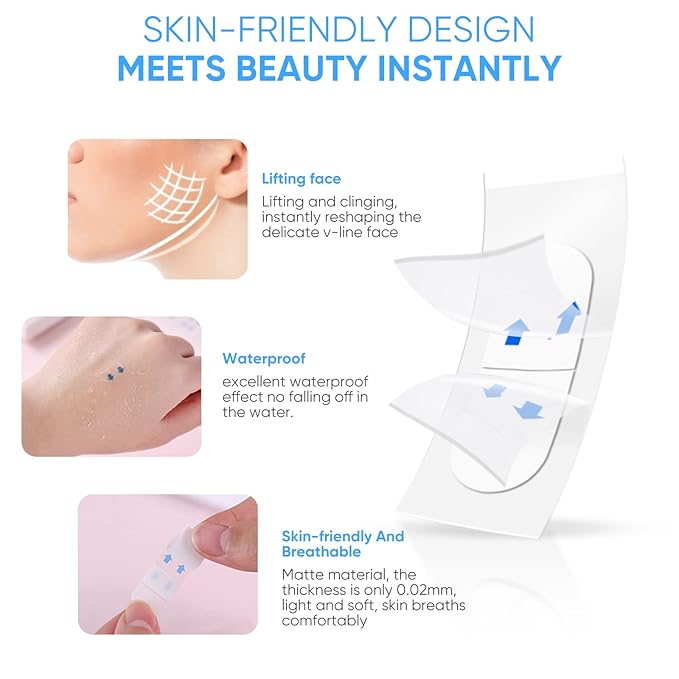 Senhorita Face Lift Tape, 120Pcs Instant Face Lift Tape Invisible, Face Tape Lifting Hide Double Chin and Wrinkles, Lifting Saggy Skin-VivaGrace Women