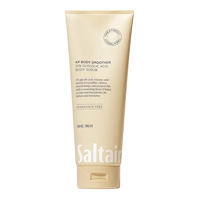 Saltair KP Body Scrub. 10% Glycolic Acid Treatment with Volcanic Sand and Plant Moisturizers. Fragrance-Free Physical Chemical Exfoliator. Exfoliating Body Scrubber for Rough Bumpy Skin, 10oz.-VivaGrace Women