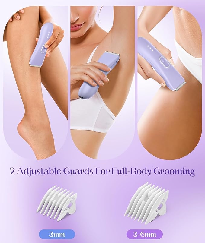 Bikini Trimmer for Women - Painless Pubic Hair Trimmer with 3 Shaving Speeds, IPX7 Waterproof Electric Razor, Cordless Women’s Bikini Shaver for Sensitive Skin-VivaGrace Women