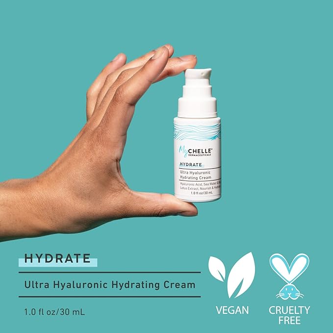 MyChelle Dermaceuticals Ultra Hyaluronic Hydrating Cream (1.0 Fl Oz) - Rich Hydration for Dry Skin with Vegan Hyaluronic Acid, Help Plump Skin and Help Reduce Appearance of Fine Lines and Wrinkles-VivaGrace Women
