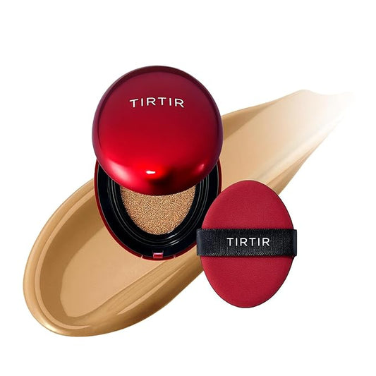 [*Mini Size*] TIRTIR Mask Fit Red Cushion Foundation | Full coverage, Weightless, Skin fit, Satin Glow Finish, Korean Makeup, beauty, Tattoo cover up, Buildable (#33W Ginger, 0.15 Fl Oz)-VivaGrace Women