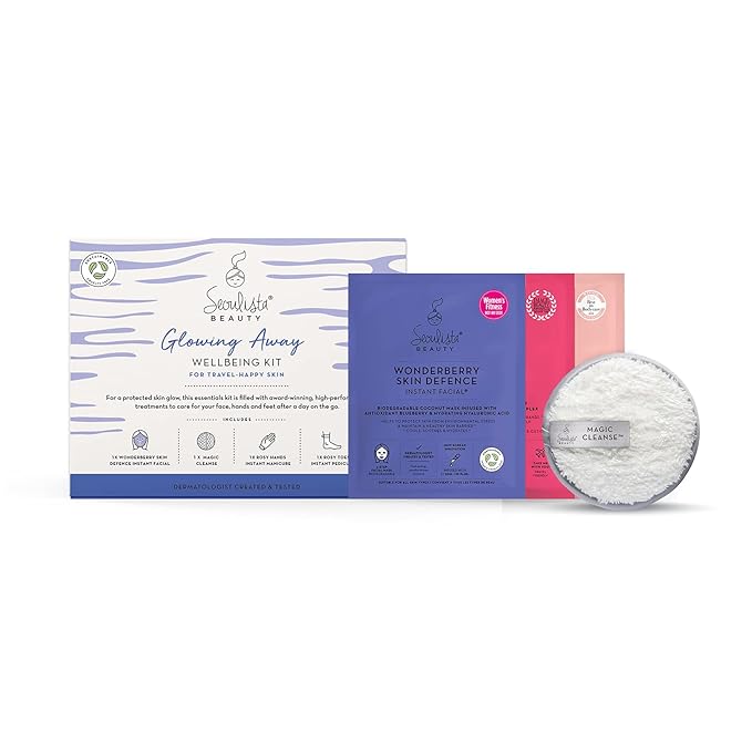 GLOWING AWAY Gifting Bundle | SKIN DEFENCE Sheet Mask | Rosy Toes - Foot Mask Instant Pedciure | Rosy Hands - Hand Mask Instant Manicure| Magic Cleanse™ Eco-friendly Cleansing Tool-VivaGrace Women