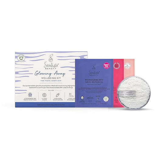 GLOWING AWAY Gifting Bundle | SKIN DEFENCE Sheet Mask | Rosy Toes - Foot Mask Instant Pedciure | Rosy Hands - Hand Mask Instant Manicure| Magic Cleanse™ Eco-friendly Cleansing Tool-VivaGrace Women