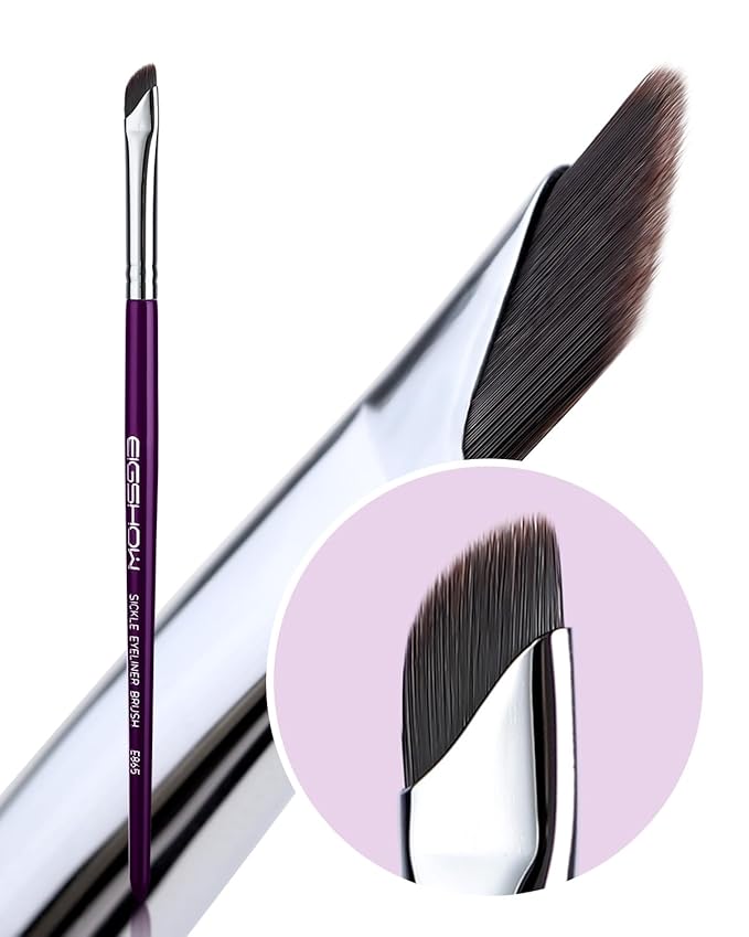 Eyeliner Brush, EIGSHOW Sickle Angled Gel Eyeliner Makeup Brush for Precise Eye Liner, Eyebrow, Eyelid with Ultra Thin Vegan Bristles (E865 Purple)-VivaGrace Women