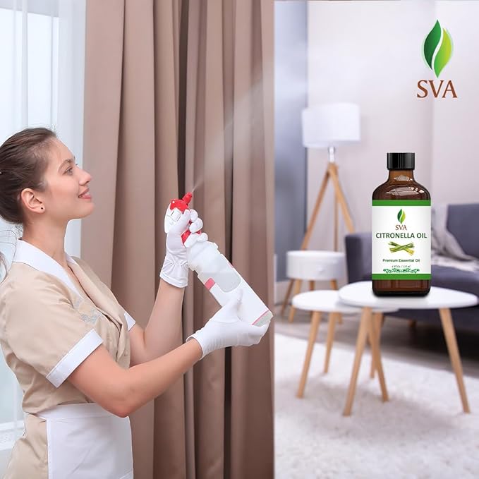 SVA Citronella Essential Oil – 4 Fl Oz – 100% Natural Citronella Oil - for Diffuser, Hair Care, Face, Skin Care, Aromatherapy, Scalp and Body Massage, Soap and Candle Making - with Dropper-VivaGrace Women