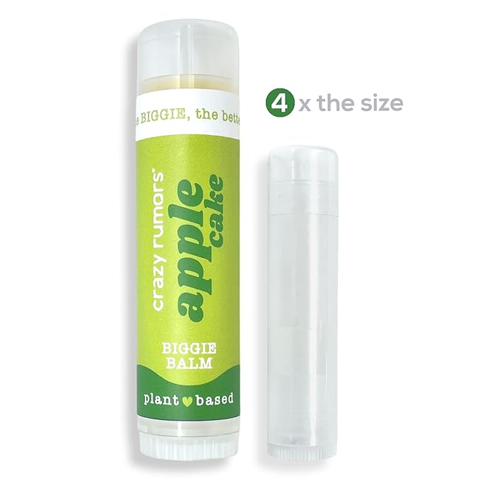 Crazy Rumors Biggie Apple Cake Flavored All Natural, Plant Based Lip Balm to Moisturize and Nourish your Lips - Apple Cake Biggie Tube 0.6 oz (4x Larger than standard 0.15 oz lip balm)-VivaGrace Women
