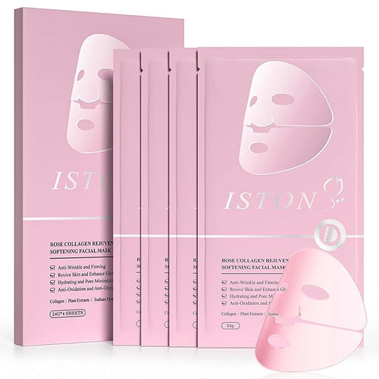 ISTON Bio-Collagen Face Mask,Overnight Revitalizing Hydrating Face Mask for Glowing Skin | Visible Firming, Deep Hydration & Refined Pores | Peptides, NMN & Hyaluronic Acid Masks For All Skin Type-VivaGrace Women