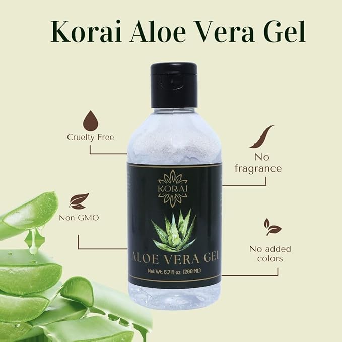 KORAI Aloe Vera Gel from freshly cut 99% Pure Aloe Vera Gel-Natural Ingredients-Vegan, Unscented - For Face, Skin and Hair-VivaGrace Women