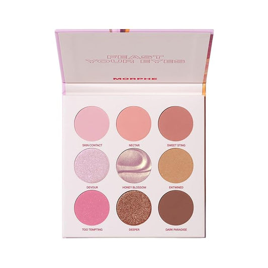 Morphe Forbidden Honey Artistry Palette - Foil-Effect Eyeshadow Palette with Matte, Shimmer & Foil Finishes - Pink & Brown Eyeshadow with Luminous Payoff (0.35 oz)-VivaGrace Women