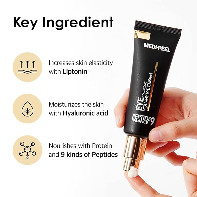 Medi-Peel Peptide9 Hyaluronic Volumy Eye Cream, Anti-Aging, Brightening, Reduces Wrinkles, Under Eye Bags, Dark Circles & Puffiness Care, Hyaluronic Acids, Enhance Elasticity, Korean Skin Care-VivaGrace Women
