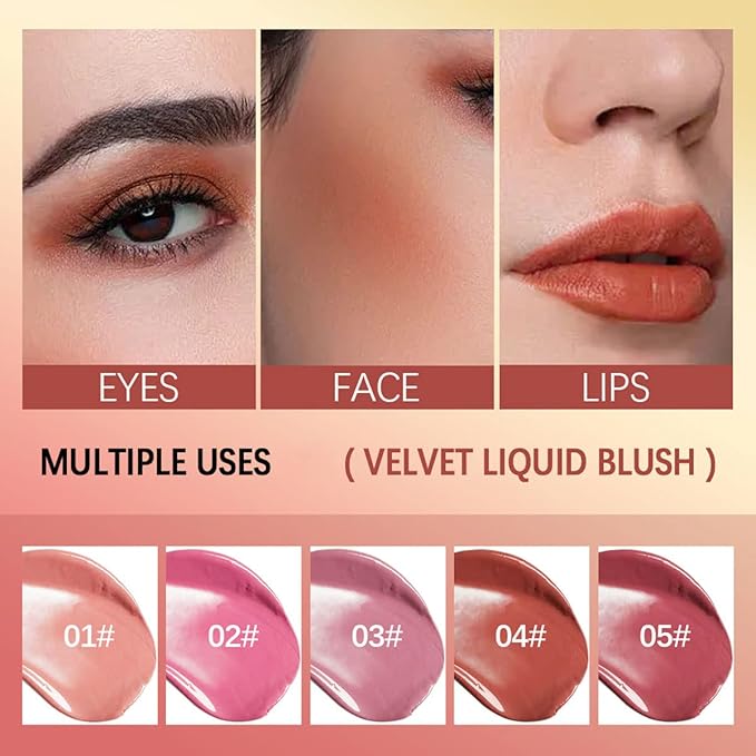 Liquid Blush for Cheeks, Soft Cream Face Blush Makeup, Natural Matte Finish Looking, Smudge Proof, Moisturizing Face Blush Stick for Cheek Tint-VivaGrace Women