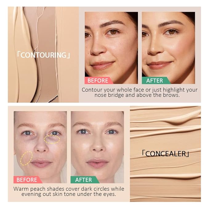 Concealer Cream Makeup Palette Color Corrector,Under Eye Brightener Concealer Dark Circle Concealer Palette,Waterproof Foundation Cream Based Makeup Palette Full Face Contour Kit for Beginners-VivaGrace Women