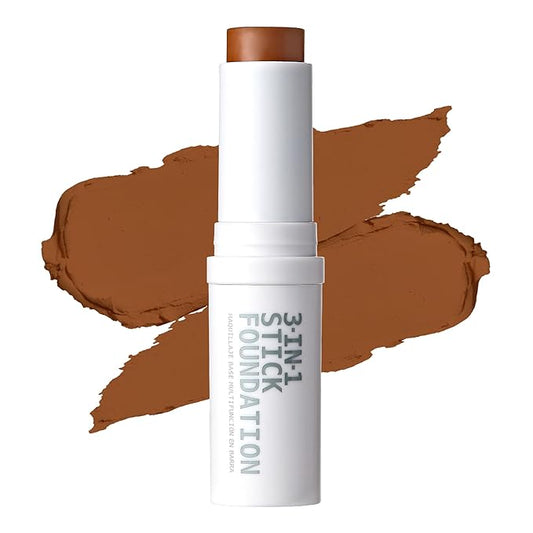 Ruby Kisses Natural Full Coverage 3-In-1 Stick Foundation. Easy to Apply, Hydrating, Lightweight, Long Lasting, Concealer and Contour Stick for Face Makeup (Caramel)-VivaGrace Women