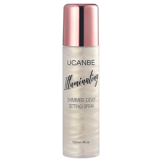 UCANBE Shimmer Dewy Setting Spray – Glowing + Makeup Setting Spray 2 in 1 Lightweight Formula for a Radiant Glow,Long-Lasting Face Mist for Face Body, 4 Fl Oz #Platinum-VivaGrace Women