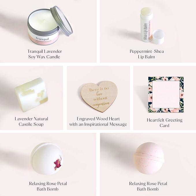 Dear Ava Spa Gifts for Women and Girls - Organic Self Care Luxury Gifting Idea Kit Set Basket - Anti Stress Relaxing Bath and Body Gift Box for Her with Heartfelt Card Confirmation Gift for Girls-VivaGrace Women