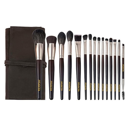 Professional makeup brush set with makeup bag. Includes Brushes for Contouring, Highlighting, Eyeshadow, Foundation & More. 15 Pcs Wool makeup brush-VivaGrace Women