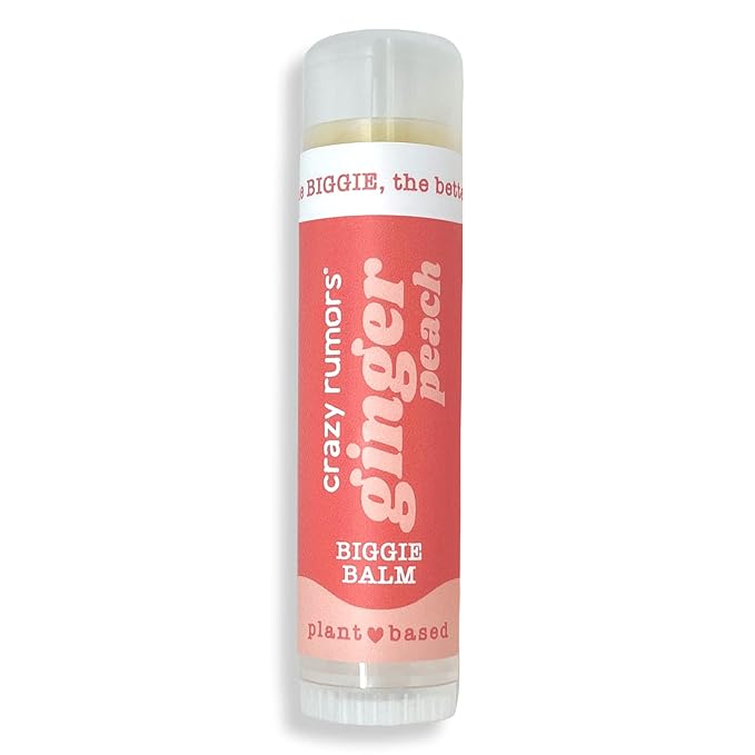 Crazy Rumors Biggie Ginger Peach Flavored All Natural, Plant Based Lip Balm to Moisturize and Nourish your Lips - Ginger Peach tube 0.6 oz (4x Larger than standard 0.15 oz lip balm)-VivaGrace Women