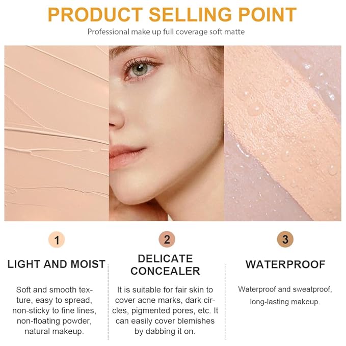 Kaely Pot Concealer Full Coverage Set,under Eye Brightener Concealer for Conceals Dark Circles,Waterproof Foundation Face Makeup Brush Kit,Color Correcting Concealer,Eye Ring corrector de ojeras 02-VivaGrace Women