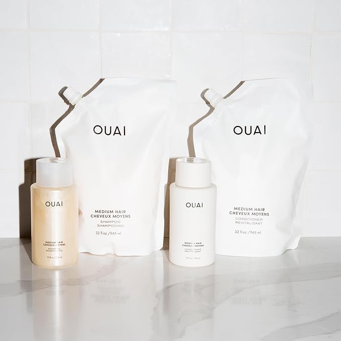 OUAI Medium Shampoo - Hydrating Shampoo with Coconut Oil, Babassu, Kumquat Extract and Keratin - Strengthens, Nourishes and Adds Shine - Paraben, Phthalate and Sulfate Free Hair Care Products (10 Oz)-VivaGrace Women