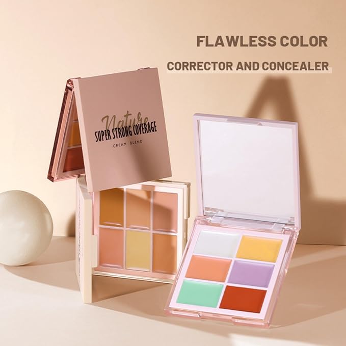 MAEPEOR Face Conceal Contour Palette 6 Colors Full Coverage and Lightweight Concealer Contour Palette Waterproof Long Lasting Contour Palette (Color 02)-VivaGrace Women