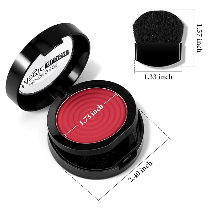 Boobeen Soft Blend Powder Blush for Cheeks, Buildable Color Matte Smooth Blush Palette Compact Blush Powder Makeup, Long-lasting Flush Color, with Mirror and Brush-VivaGrace Women
