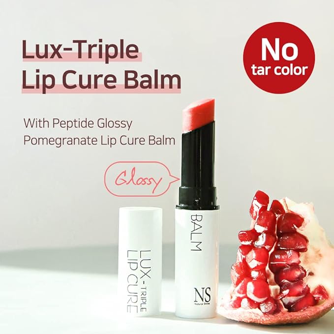 NATURAL SHINE NS BEAUTY Lux Triple Lip CURE Glossy Balm MUSE (Rose Coral) | tar-free, 100% natural ingredients, deep nourishing nighttime lip treatment care for dry and chapped lips (0.17 oz)-VivaGrace Women