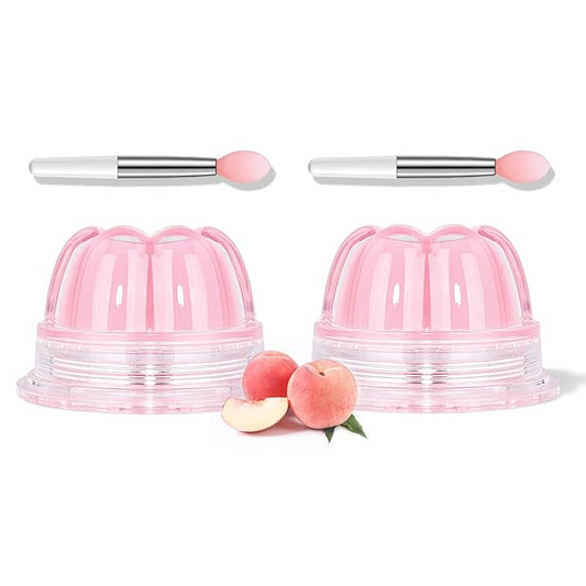 2Pc Jelly Lip Mask Overnight,Fruity Peach Lip Sleeping Mask Day Night Repair Kawaii Lip Balm Hydrate Plump Dry Lip Scrubs Exfoliator,Lip Care Lip Moisturizer with Collagen-Peach-VivaGrace Women