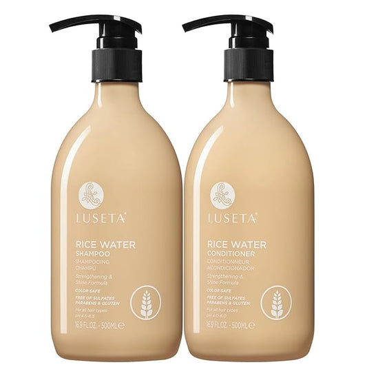Luseta Rice Water Shampoo and conditioner Set Strengthening & Nourishing Revitalizes Shine for All Hair Types Hydrating & Frizz Control for Women and Men 16.9oz*2-VivaGrace Women