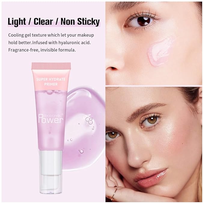 AKARY Gel-Based & Hydrating Face Primer For Smoothing Skin & Gripping Makeup With Hyaluronic Acid, Long-Wear Foundation Face Primer for Oil Control, Pores Fine Lines Minimizer, 0.81 Fl Oz, 01 Clear-VivaGrace Women