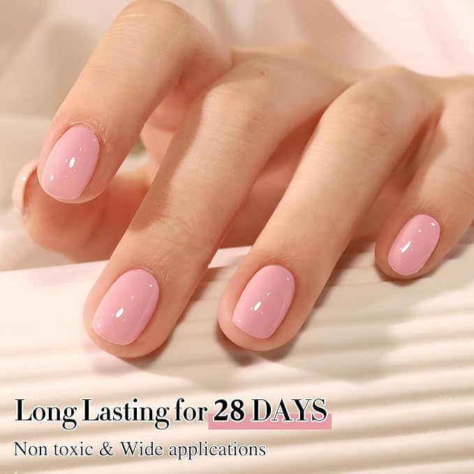 Double Rhythm 0.50 OZ Gel Polish Hema Free Same Color Same Bottle Golden Round Translucent Neutral Natural Milky 15 ML Jelly UV Polish Art DIY at Home (Cream Pink-C1116)